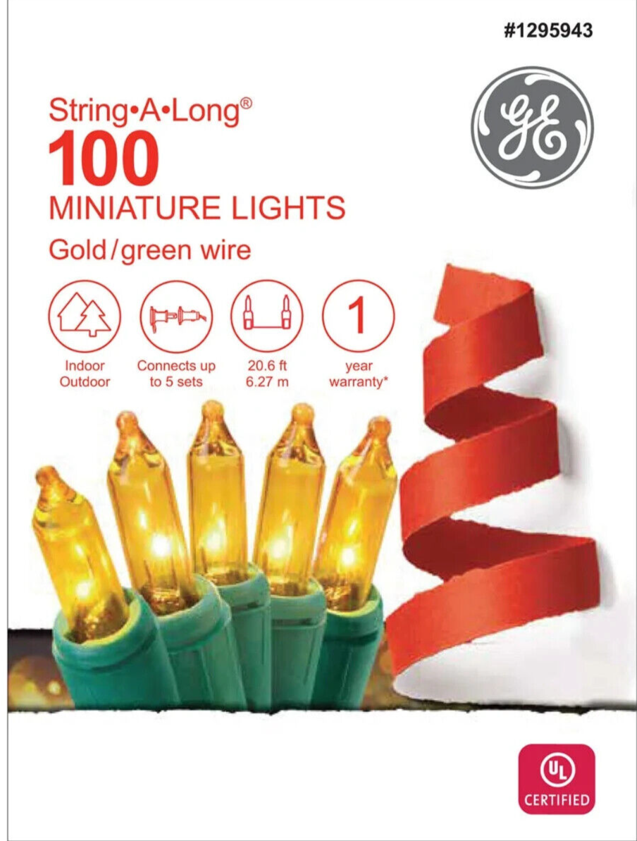 GE String-A-Long 100-Count 20.6-ft GOLD Incandescent Christmas String Lights