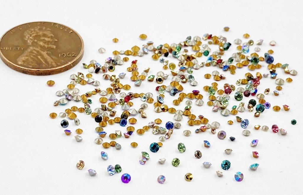 400 Vintage Swarovski Crystal 1mm. To 2mm. Tiny Rhinestones - Jewelry Repair J48