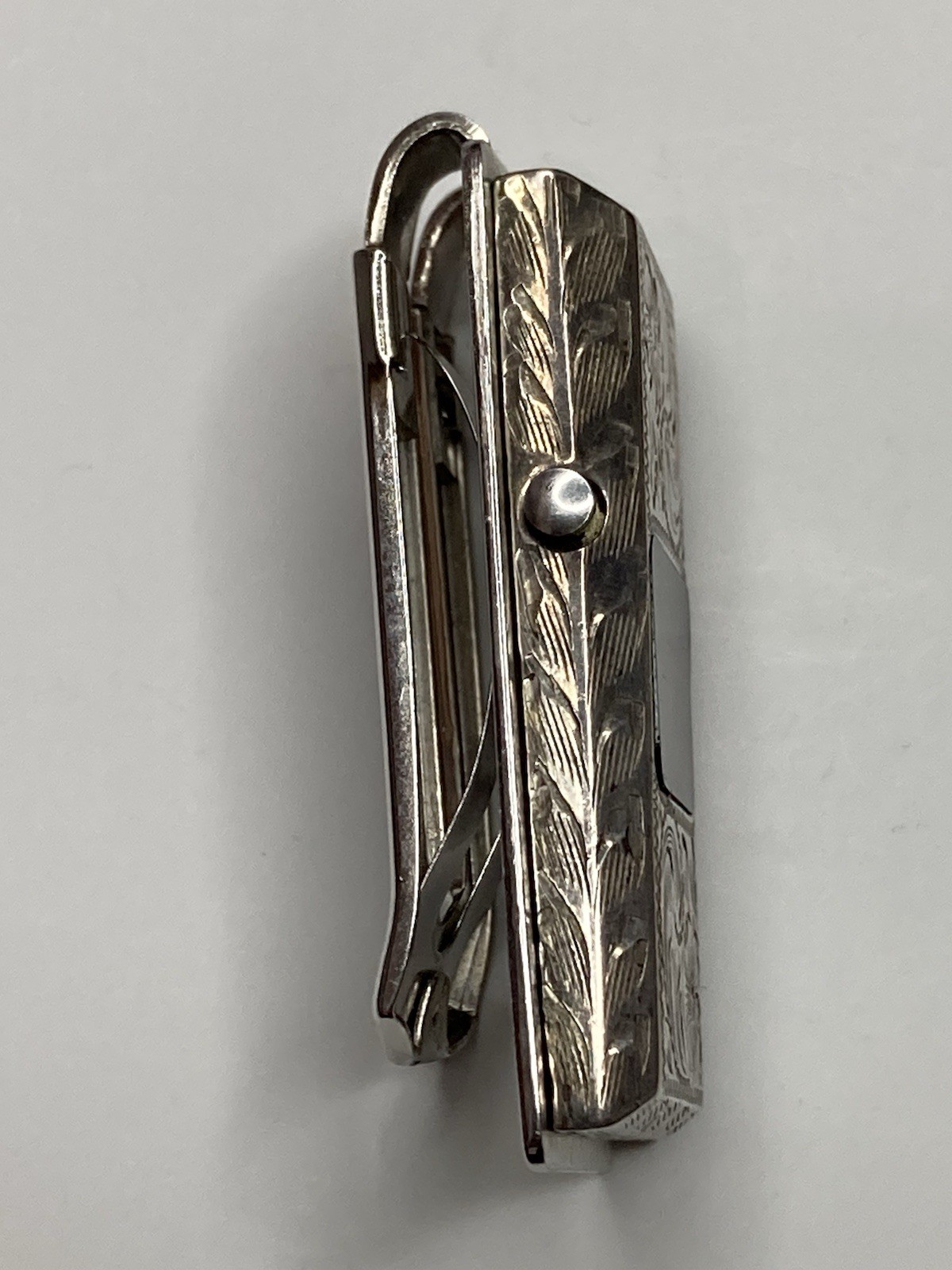 DIABLO~Sterling Silver Money Clip 2"x1”(40 grams) “GAMBOLEER”~USA Hand Engraved