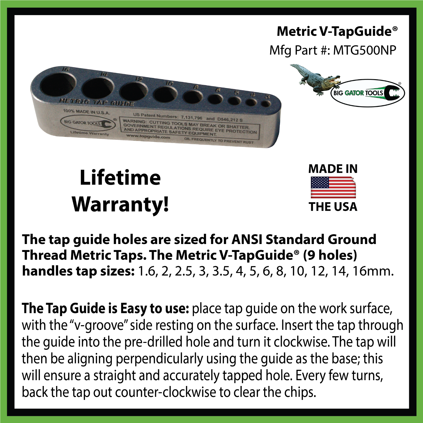 The Complete Metric Set - Drill & Tap Guides - Big Gator Tools line