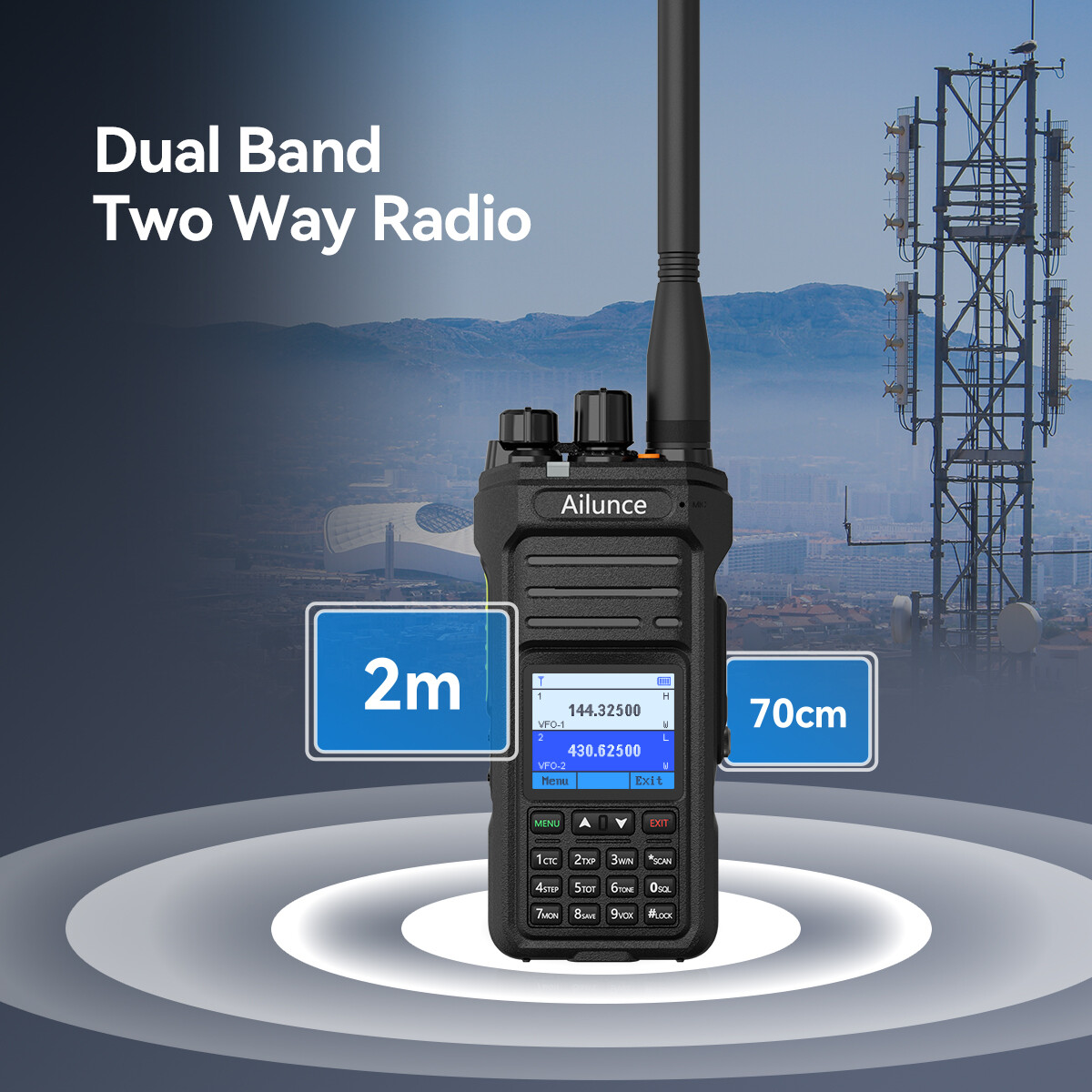 Retevis Ailunce HA1UV Ham Radio Dual Band IP67 2800mA NOAA USB-C Walkie Talkies