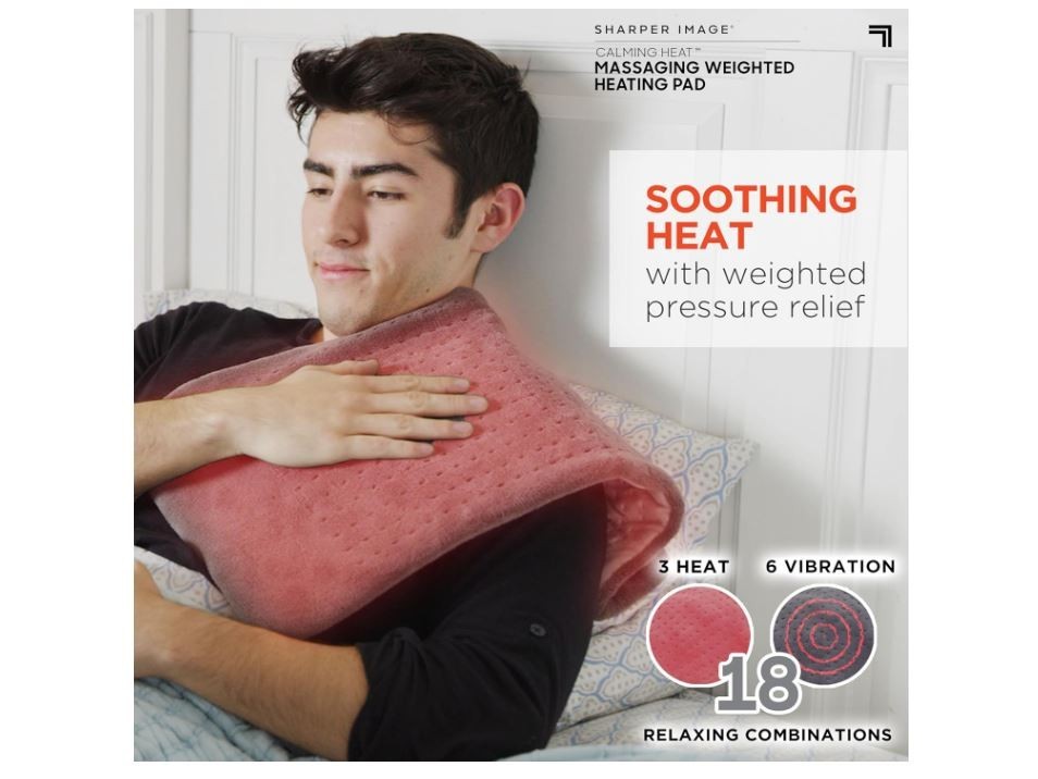 Sharper Image Calming Heat Massaging Weighted Heating Pad 18 Combos 9 Setting