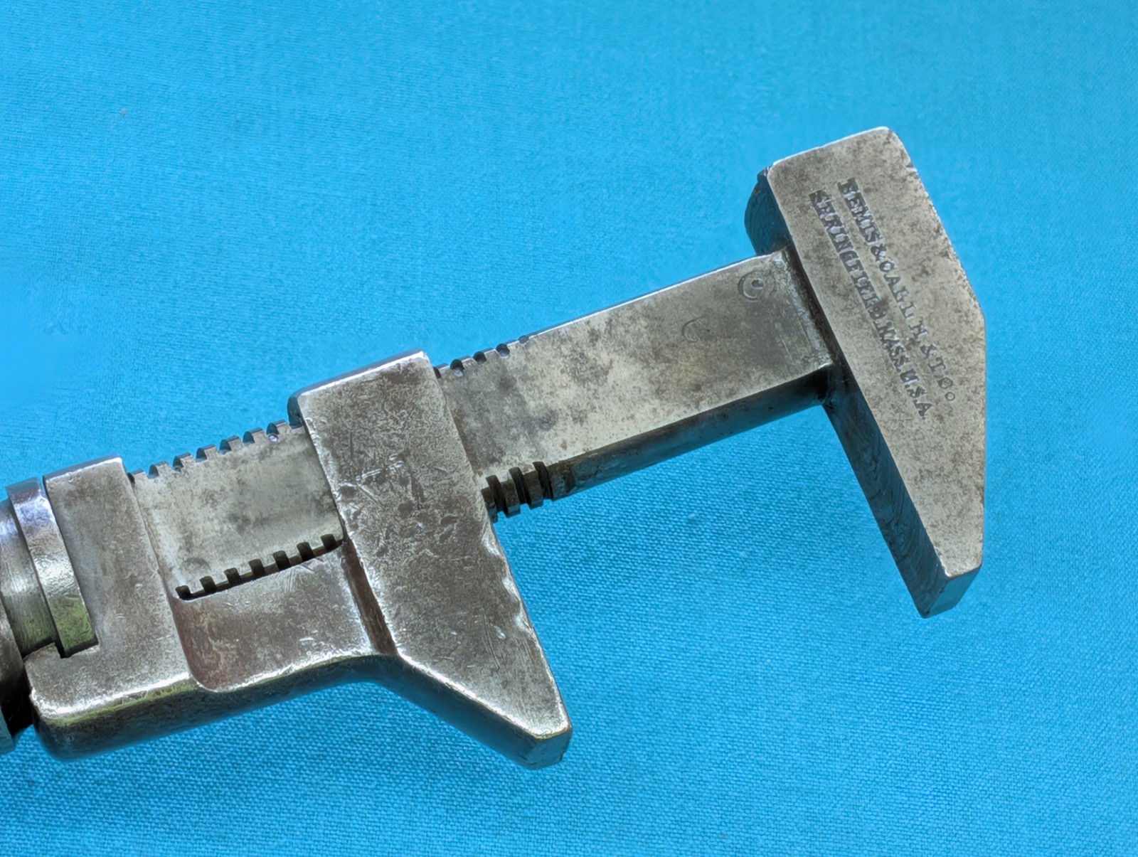 1900's Bemis & Call Co. No. 37 Nut/Monkey Wrench 10" Wood Handle Merrick Pattern