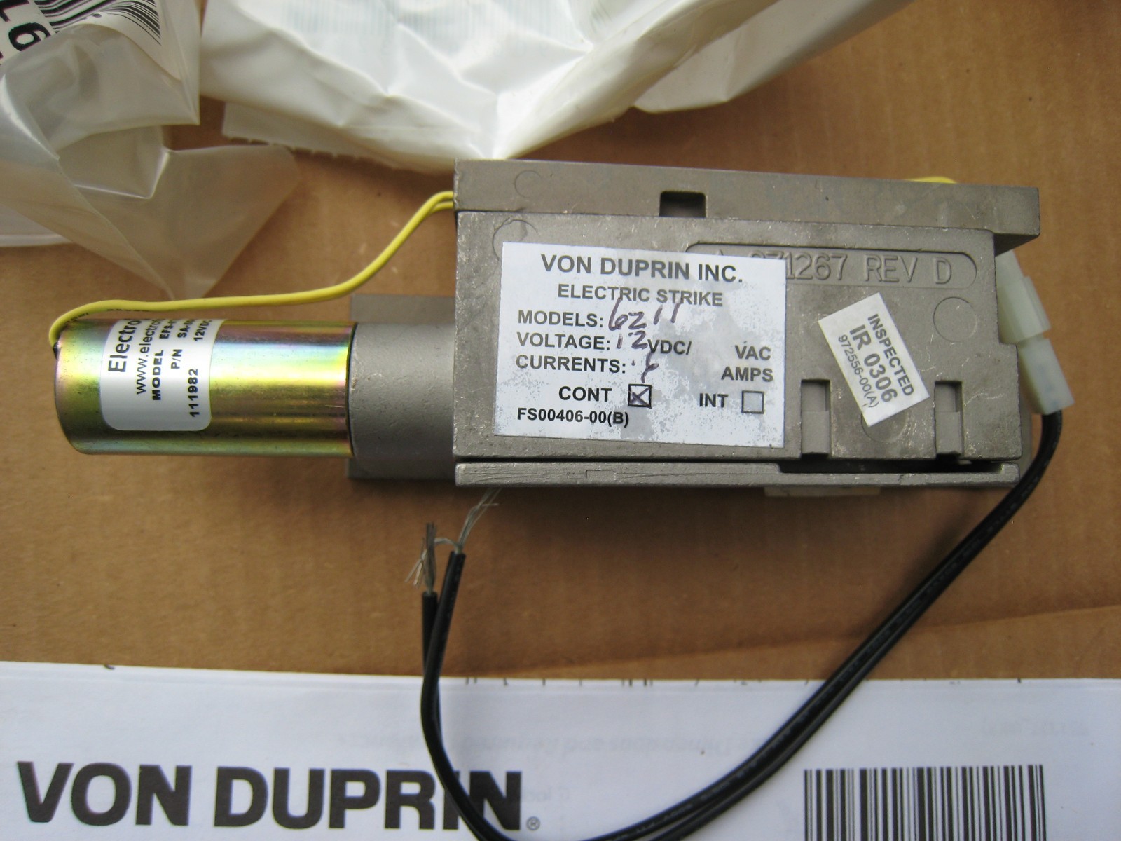 Electric Door Strike NEW door lock access control - VON DUPRIN 028241-32 12VDC