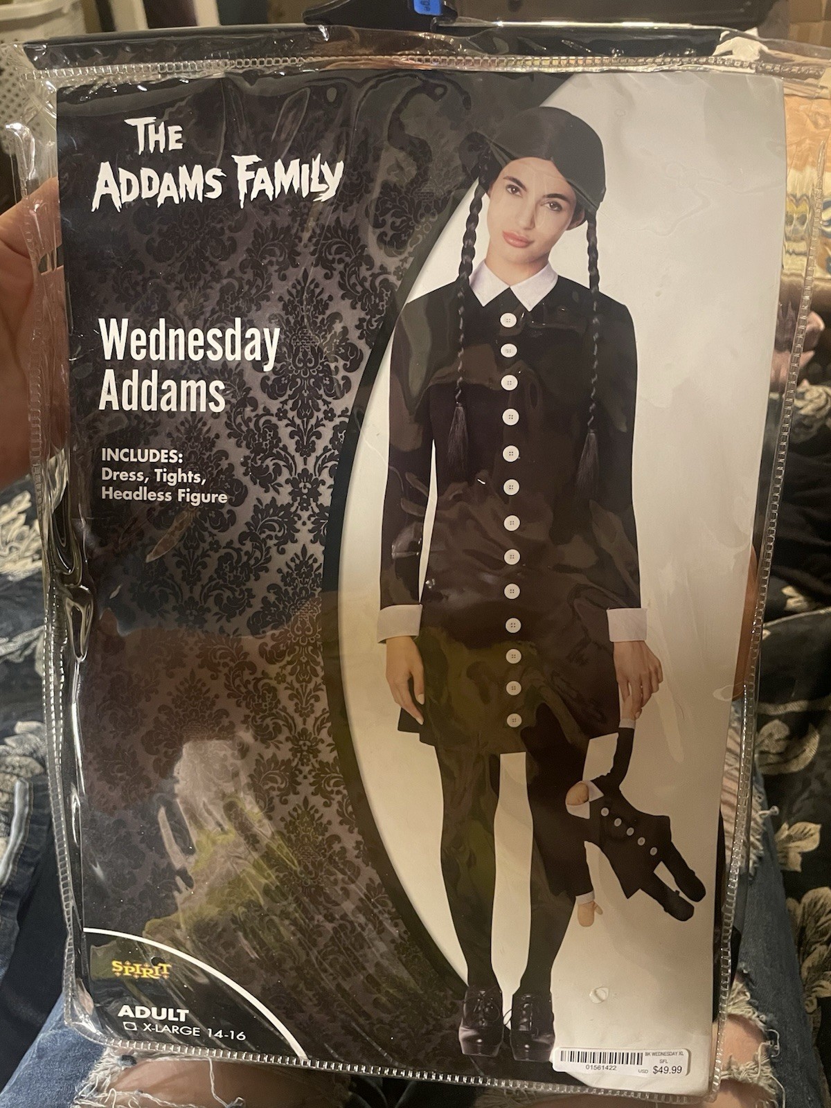 Original Wednesday Addams Costume Old school Women’s X-large With Headless Doll