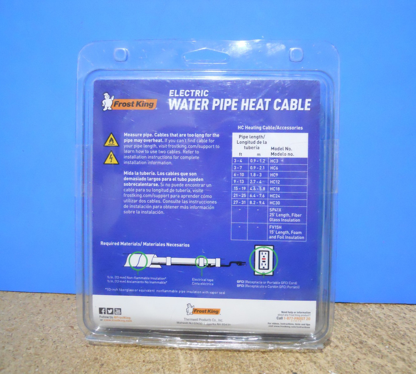 Frost King HC06 3-7FT Electric Water Pipe Heat Cable 120 VAC