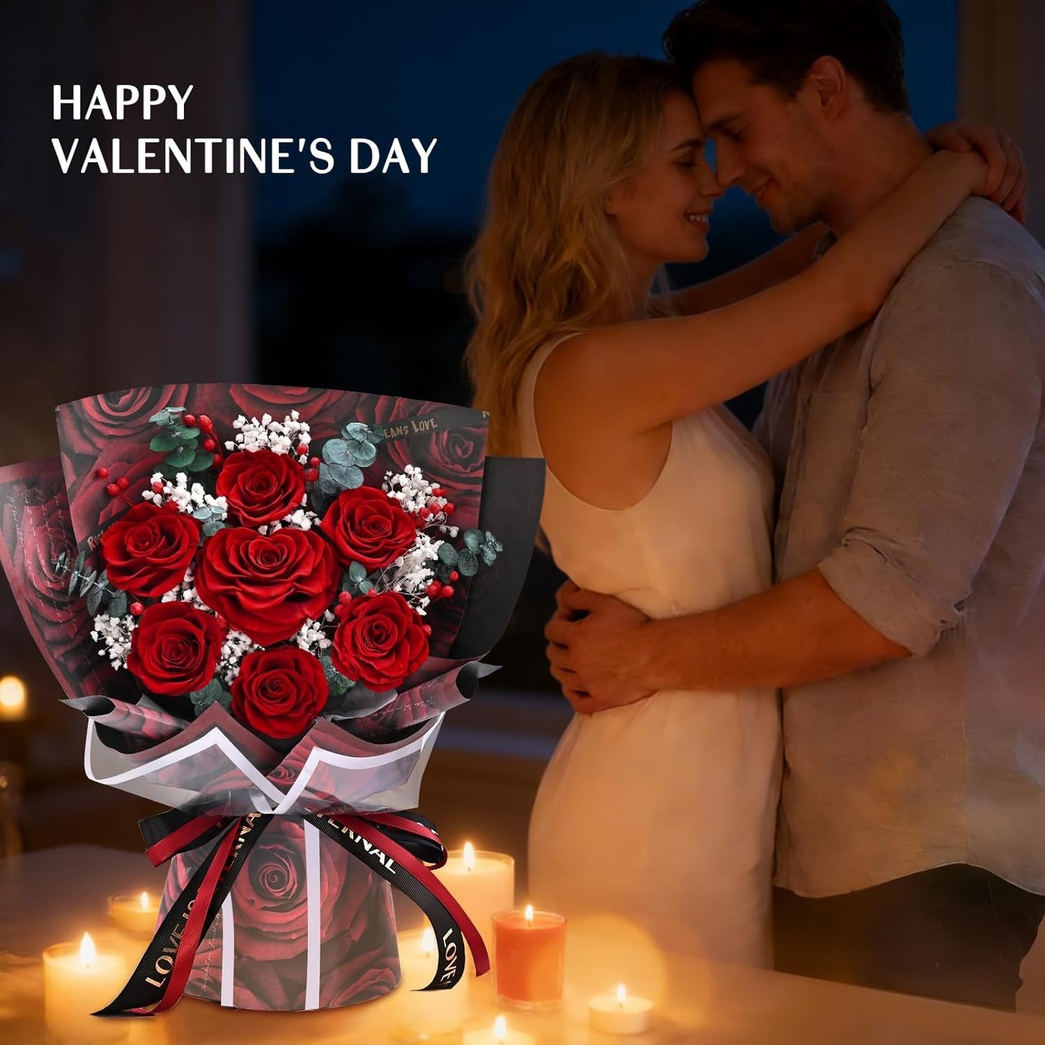 Forever Rose Flowers for Delivery, Valentines Day Gifts Her 7 Pcs, Red