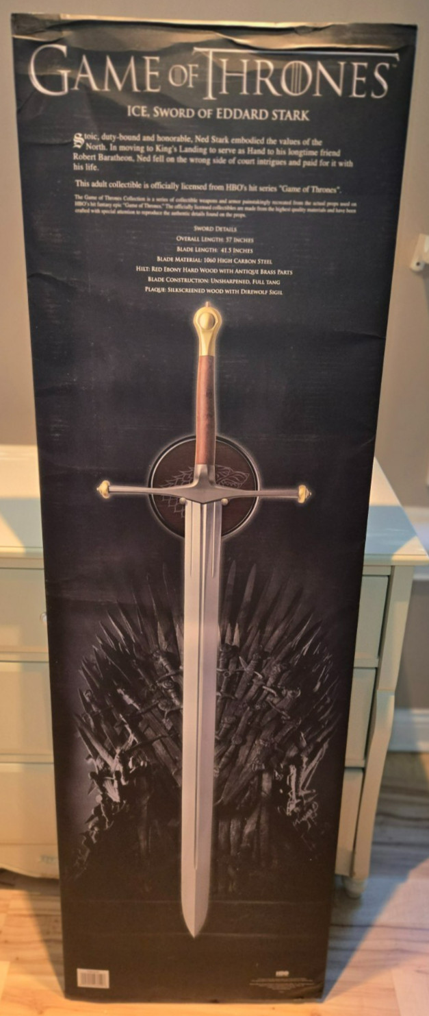 Original Game of Thrones Eddard Stark ICE Sword Replica HBO Licensed RARE w/box