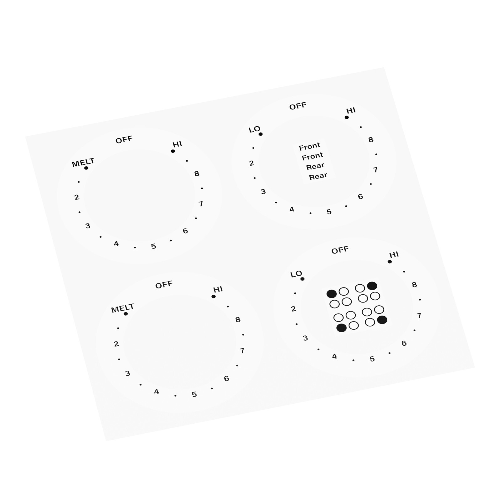 4 Dials Set Free Standing Electric Cooktop Hob Sticker Label Decal For GE Range