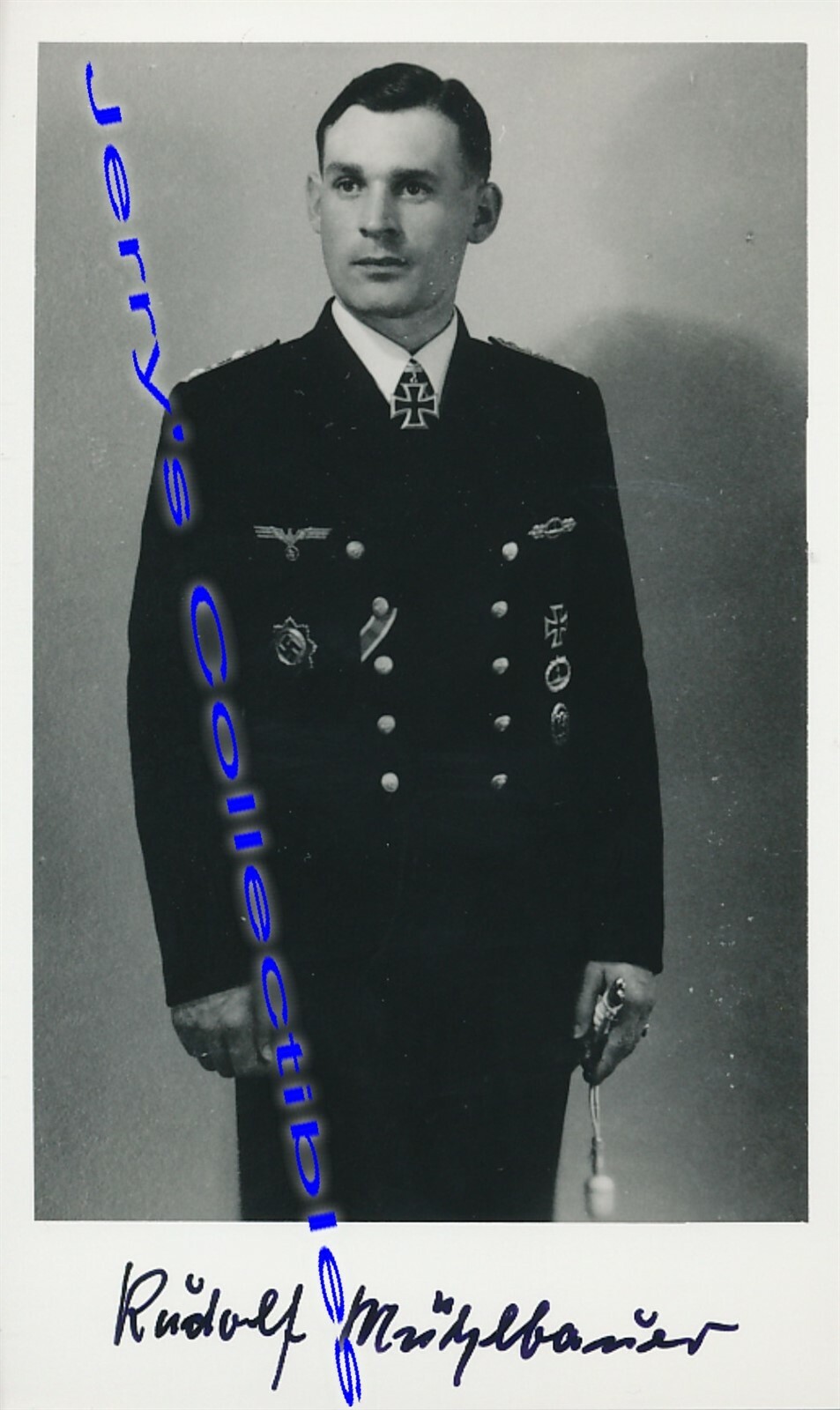 Rudolf Muhlbauer signed photo. U-123 KC Winner
