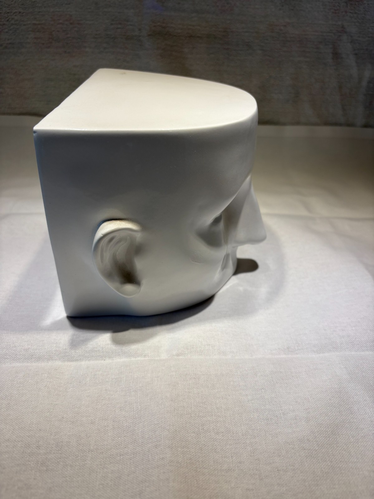 Half Face Head Sculpture Abstract Modern in the style of Jonathan Adler glossy