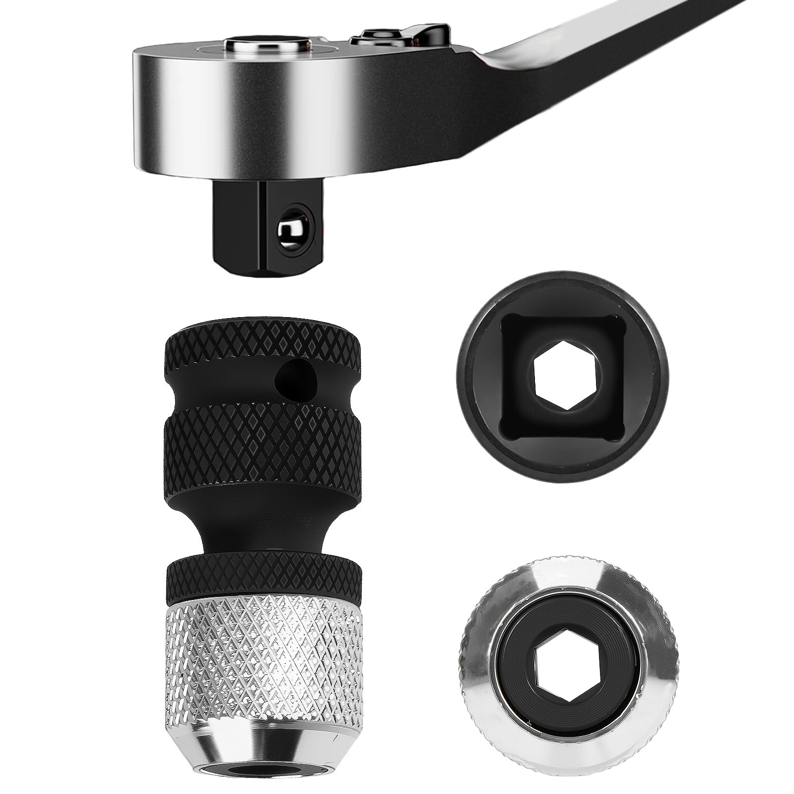 2 Adaptador De 1/2 a 1/4 Para Taladro Impacto Heavy Duty Llave Vaso Hexagonal