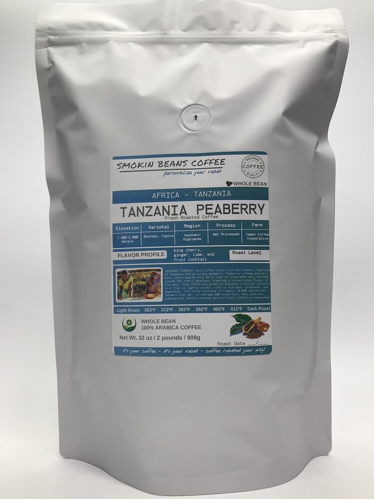 8oz/5lb - Tanzania Peaberry – African – Premium Fresh Roasted To Order Coffee
