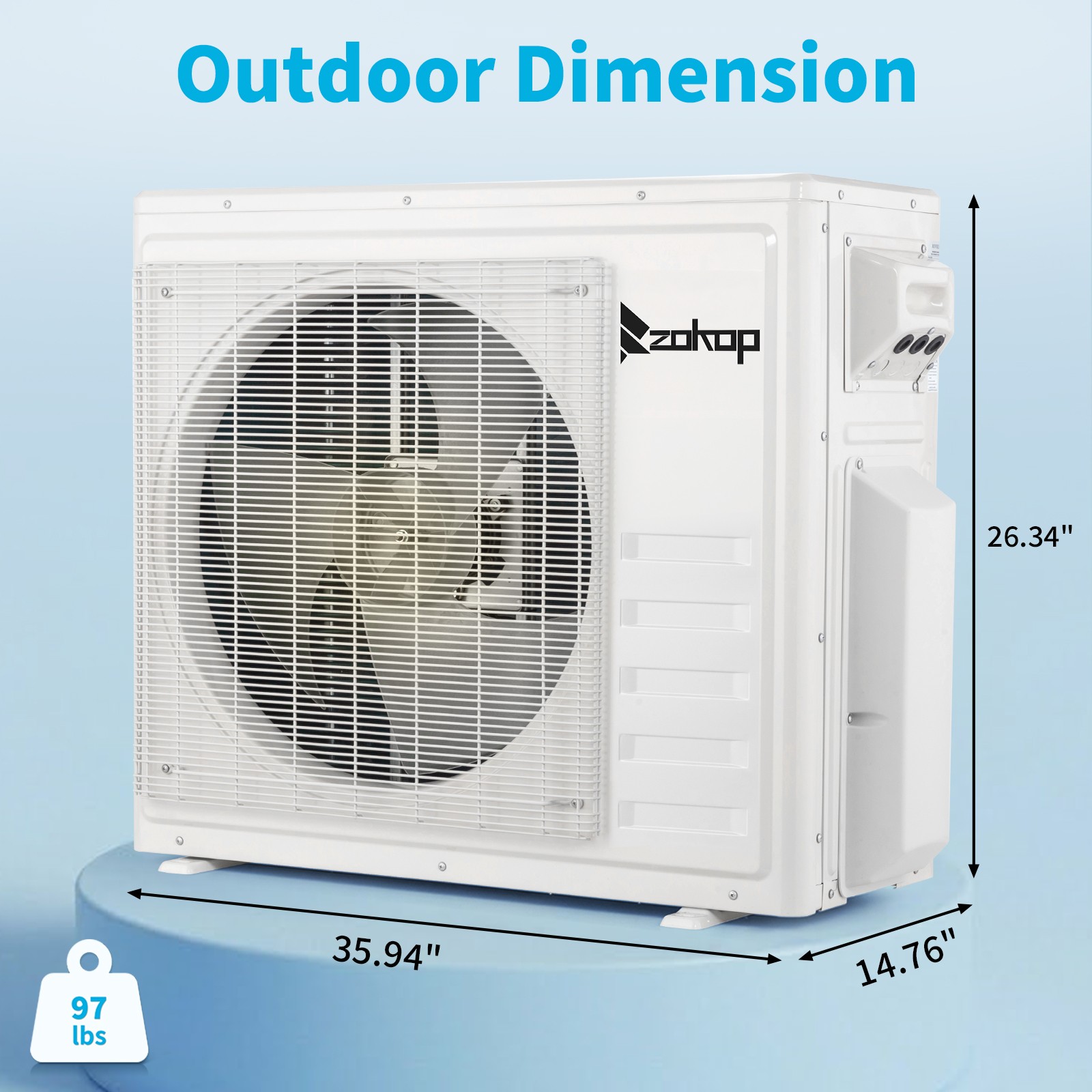 28000 BTU 2 Zone AC Ductless Mini Split Air Conditioner with Heat Pump (9K+18K)