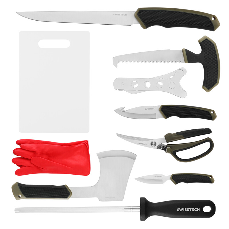 Swiss+Tech Field Dressing Kit, 10-Piece Hunting Knife Set Stainless Steel NEW