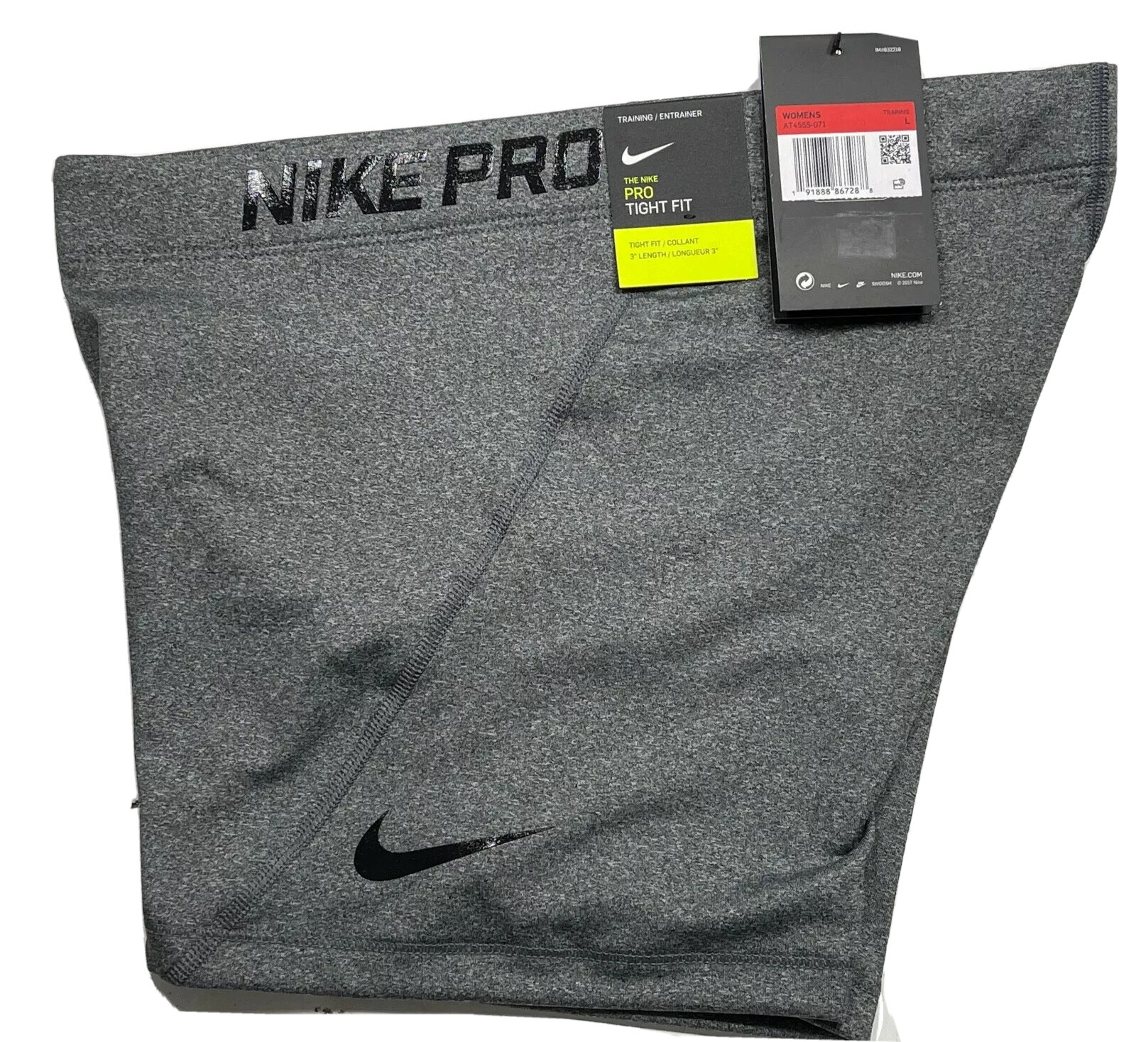 Nike Pro Women 3" Tight Fit Compression Shorts Heather Gray AT4555 071 Sz LARGE
