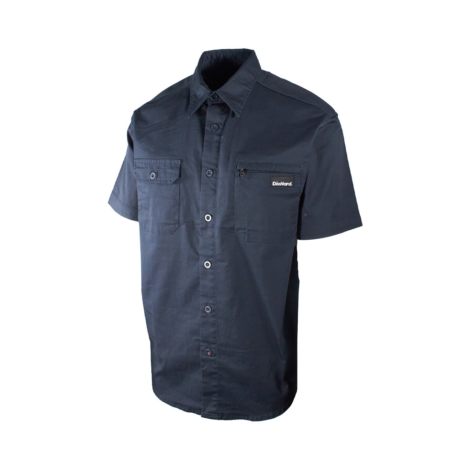 DieHard Men's Work Twill Short Sleeve Shirt Black Navy Grey