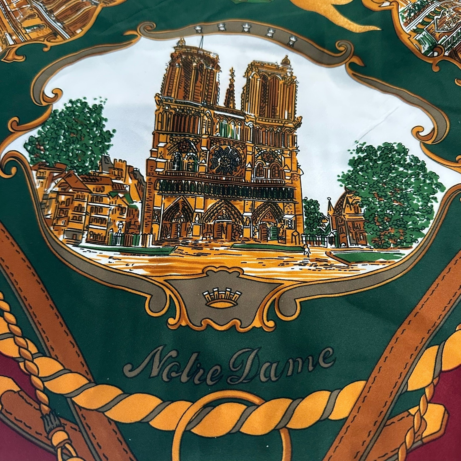 Womens Vintage Paris Scarf Souvenir De Paris Eiffel Tower Landmarks Parisian