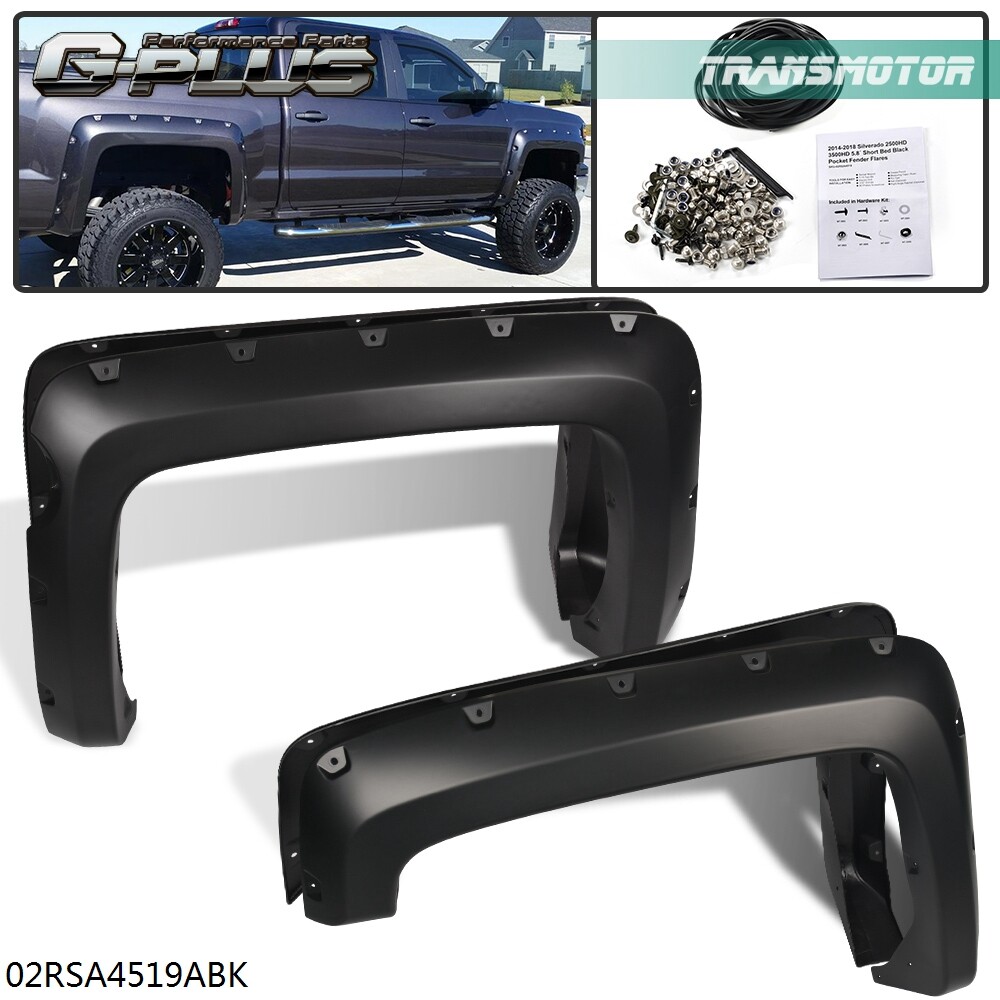 FIT FOR 14-18 SILVERADO 5.8' SHORT BED POCKET RIVET STYLE FENDER FLARES 4PC