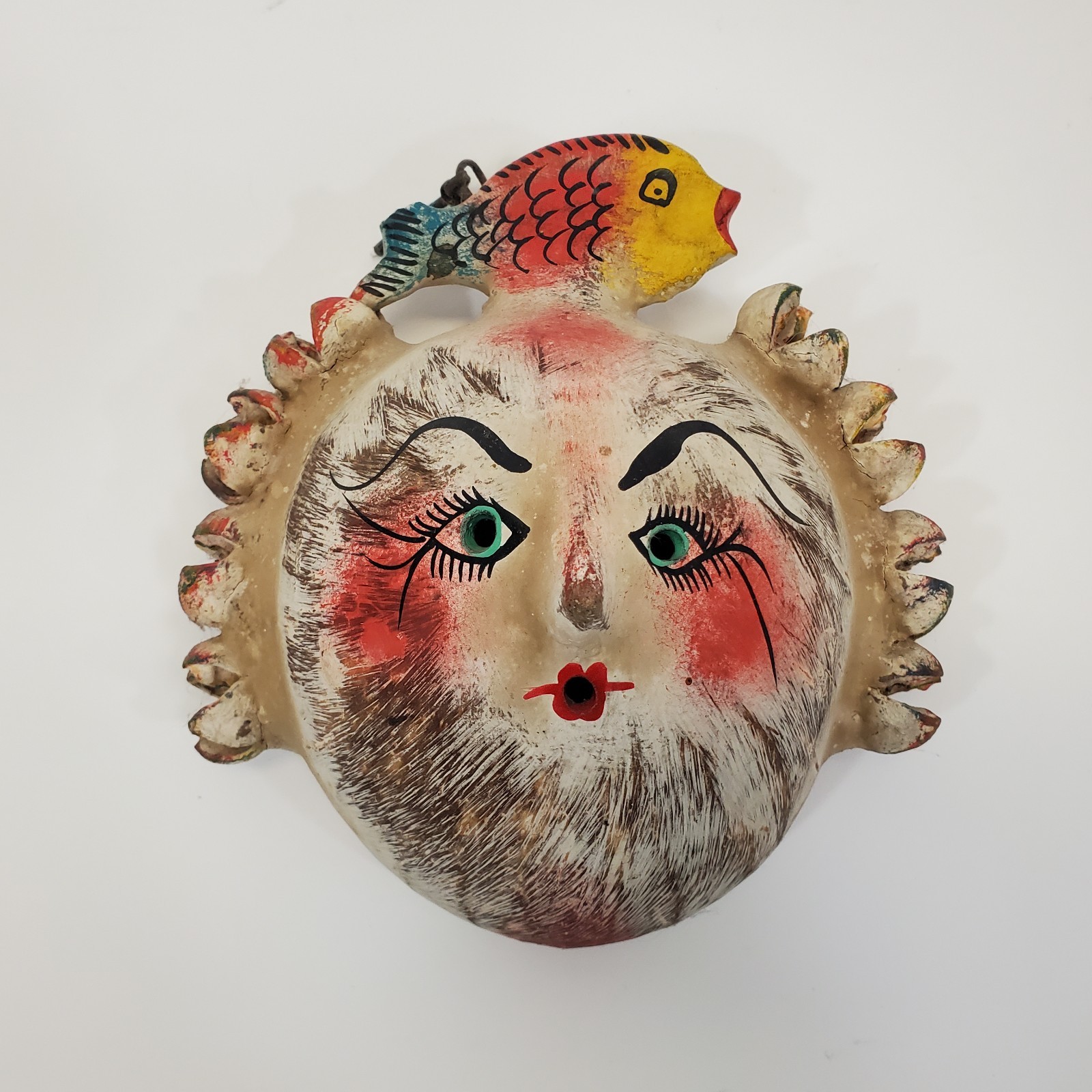 Vintage Lot of 3 Mexican Coconut Shell Folk Art Masks Guerrero Wall Decor