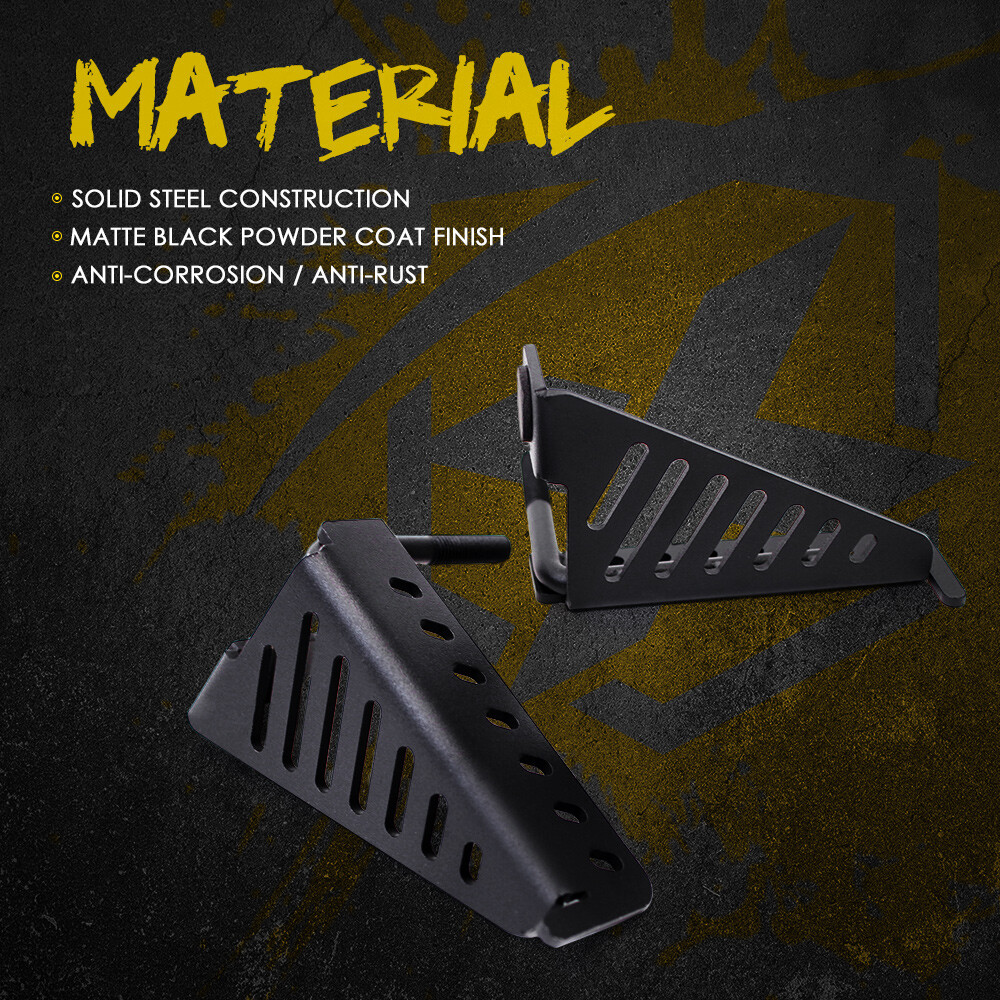 Black Steel Exterior Door Hinge Front Foot Pegs Rest for 07-18 Jeep Wrangler JK