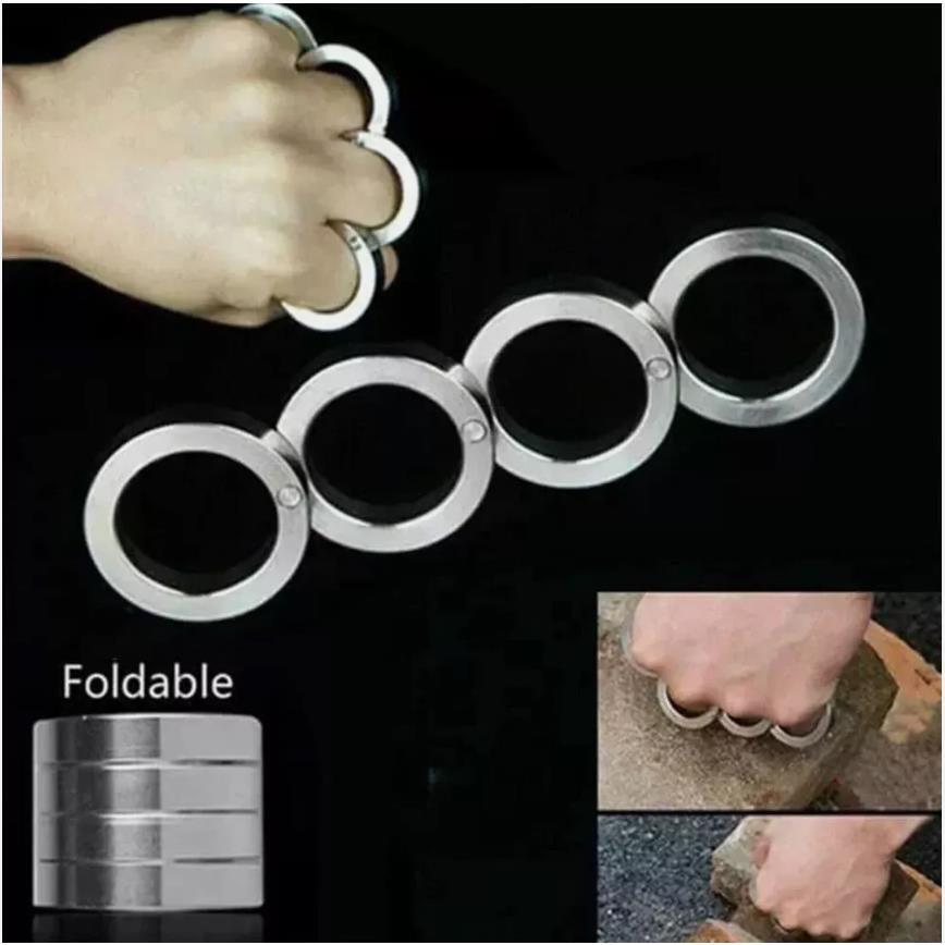 4X Stainless Steel Outdoor Rotatable Folding Buckle Ring For Hiking Defense