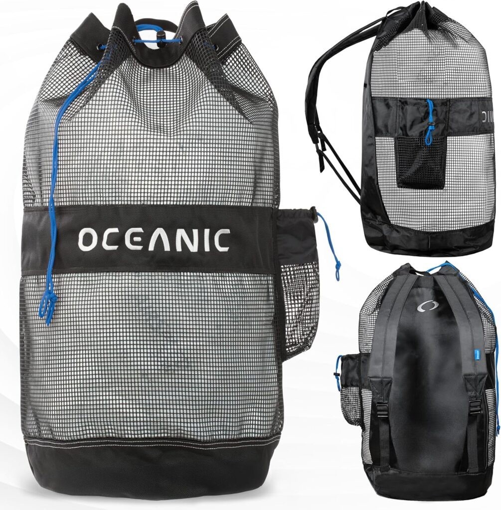 Oceanic Mesh Backpack Gear Bag 82L Black Scuba Dive Snorkel Beach Swim BRAND NEW