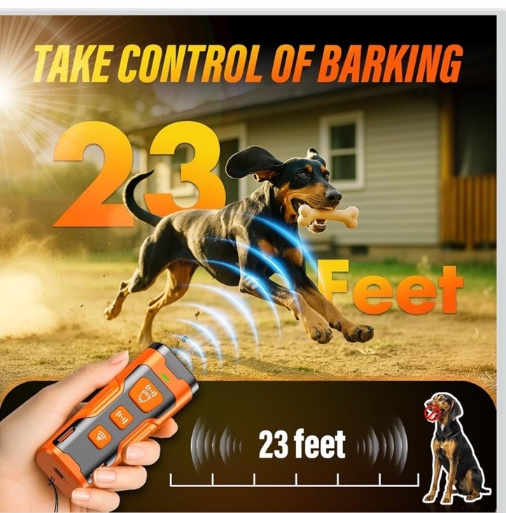 Dog Bark Deterrent Device, 3X Ultrasonic Anti Barking, 6 Training Modes