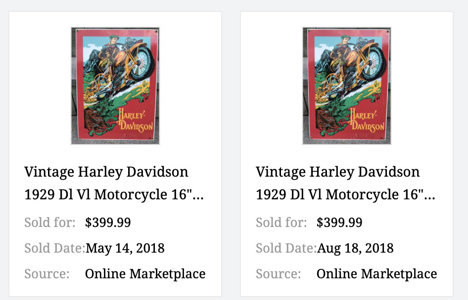 VINTAGE HARLEY DAVIDSON 1929 DL VL MOTORCYCLE 16" X 11" PORCELAIN METAL SIGN