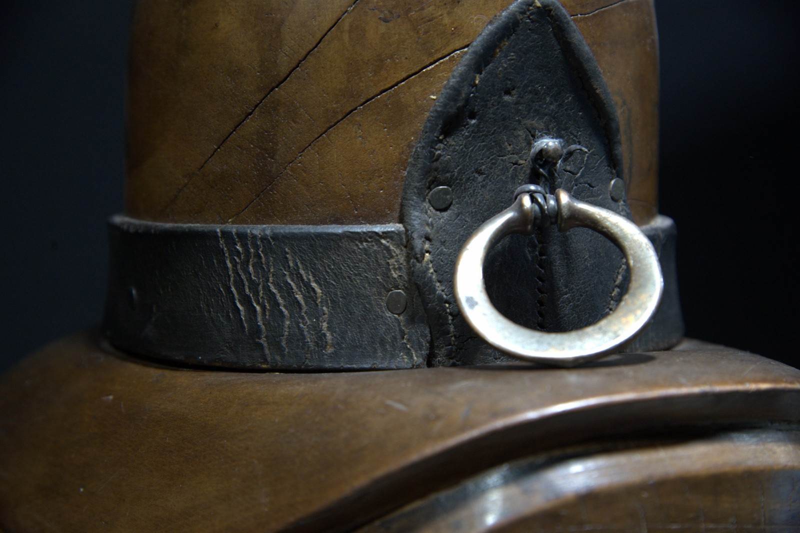 Rare Antique Wooden Hat Block Mold - Size 6 3/8 - Heavy Millinery Tool with Leat