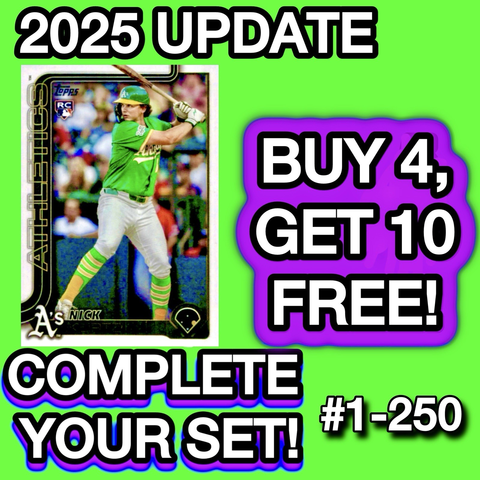 2025 Topps UPDATE Series Base Singles YOU COMPLETE YOUR SET #US1-US250 U-PICK 🔥