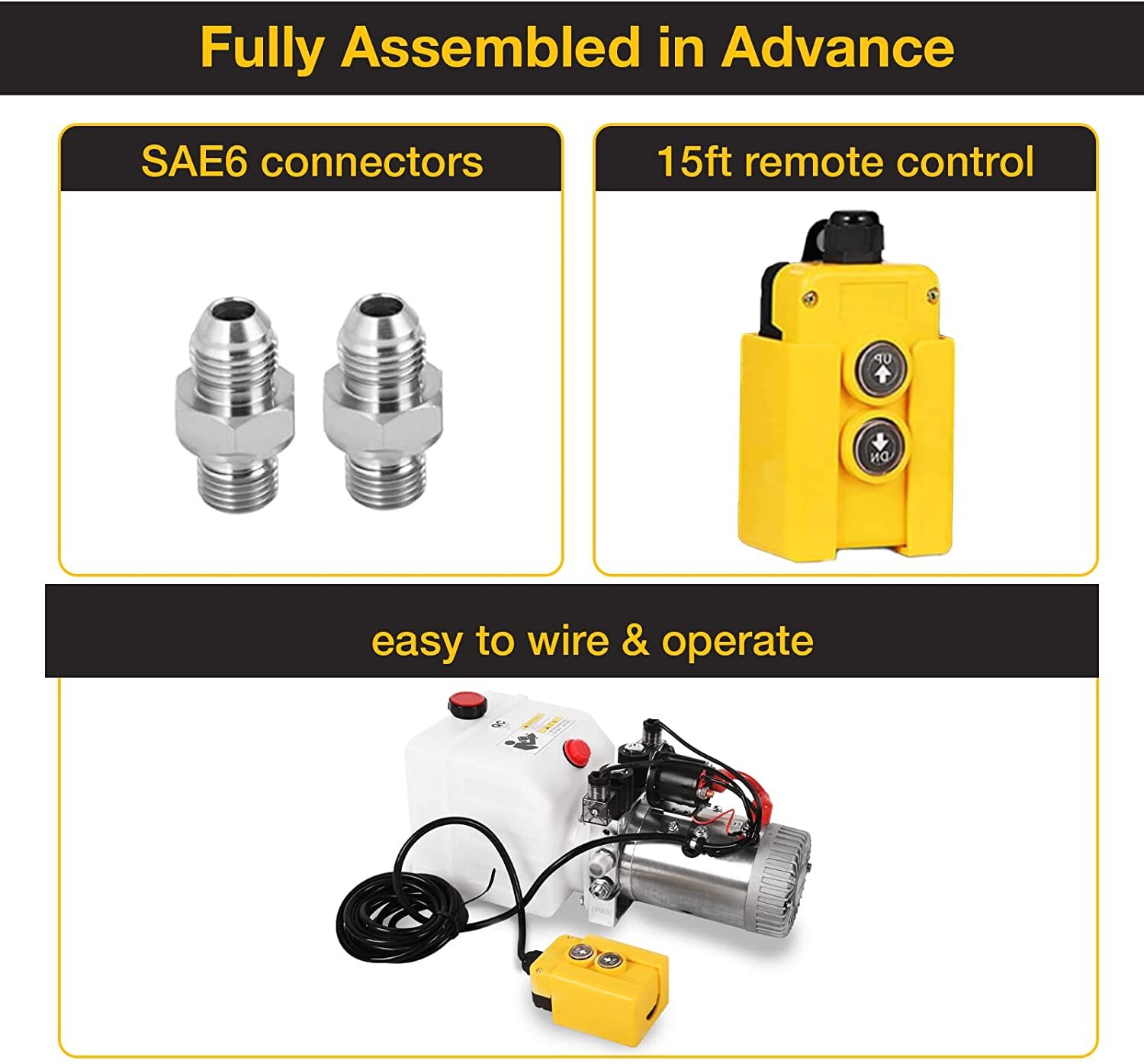 3 Quart Hydraulic Power Unit Pump Double Acting Dump Trailer Lifting Platforms