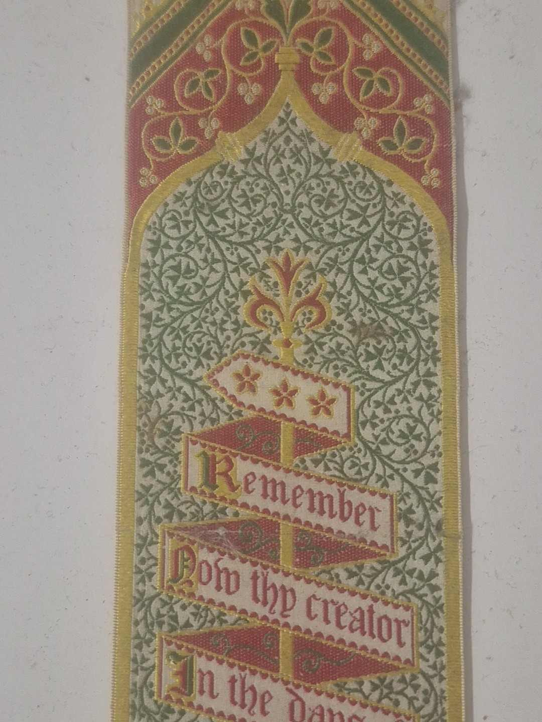 1880s-90s T. Stevens Coventry SILK Bookmark Ecclesiastes 12:1