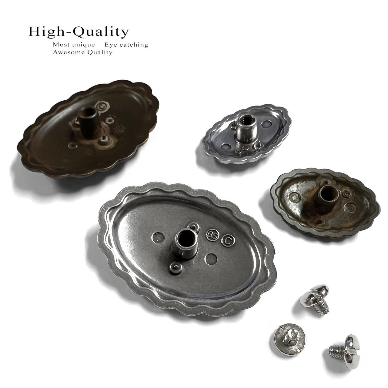 Leather Craft Concho Southwestern Antique Silver Engraved Oval Concho Screw Back