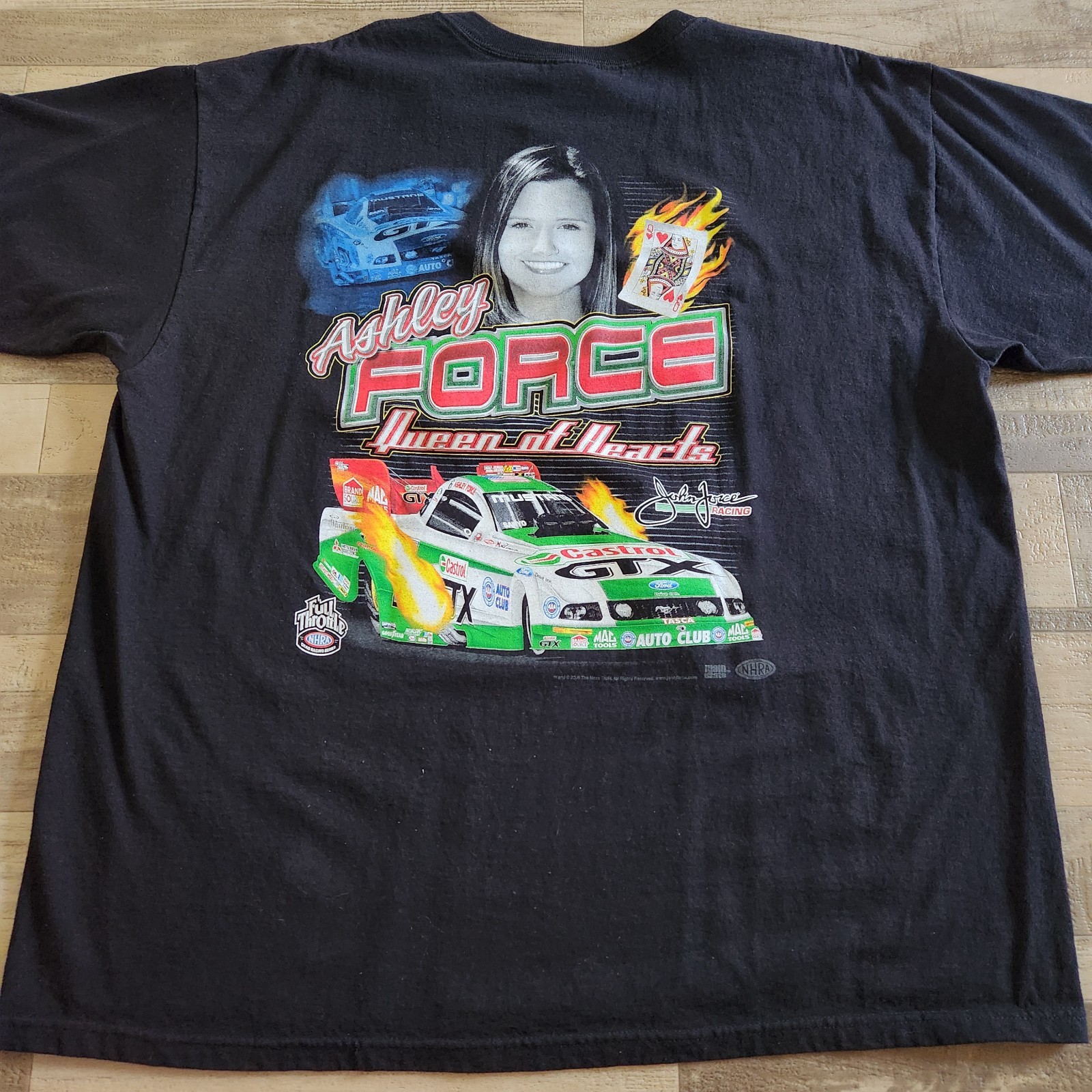 Ashley Force T Shirt Size 2XL Queen of Hearts NHRA Drag Racing Castrol Anvil