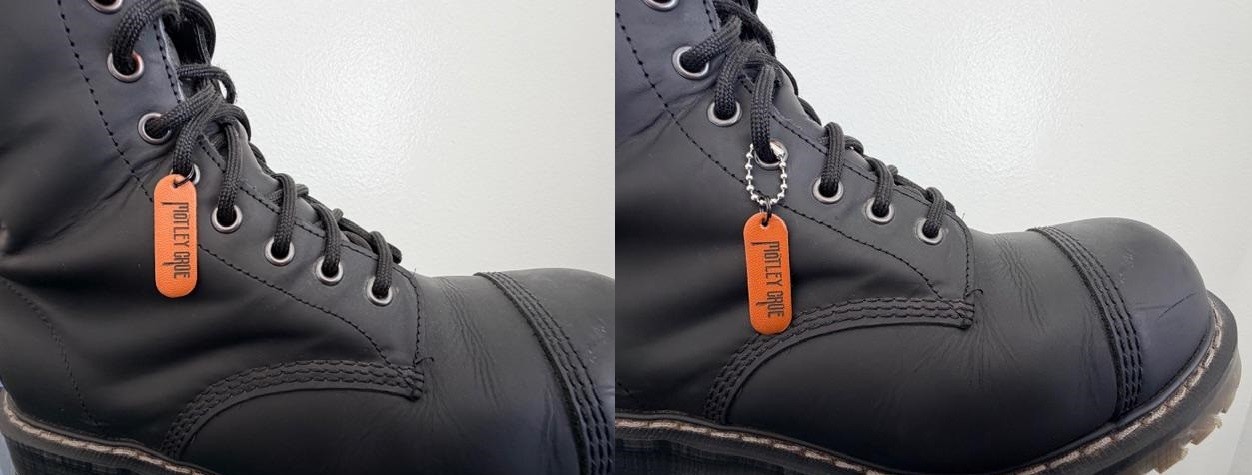 Heavy Metal MOTLEY CRUE Shoe Boot Jewelry Hanger Tag