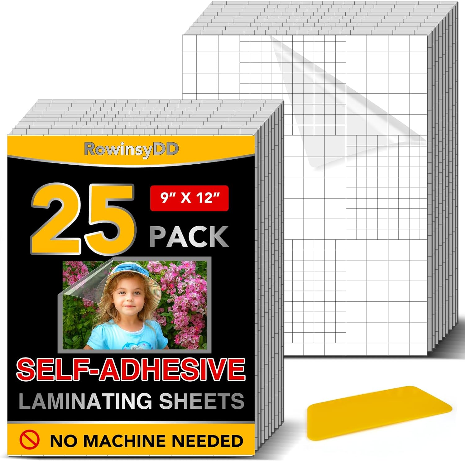 25 Pack Self Adhesive Laminating Sheets, 9 X 12 Inch, Clear Sticker Laminate She