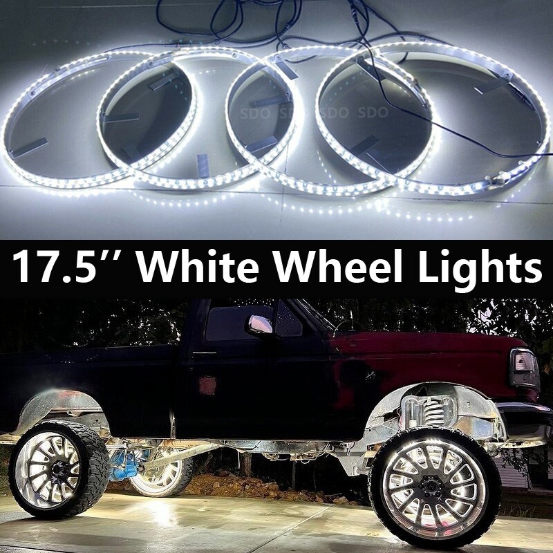 17.5'' Solid Color LED Wheel Lights For Truck Rim Lights Strobing White w/Switch