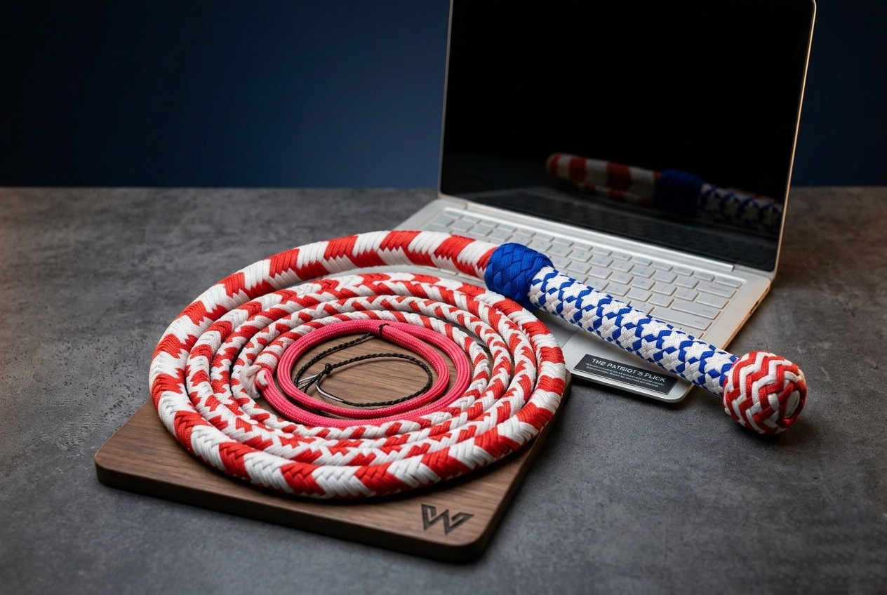 Para-cord Nylon whip Stars Design Whip 2.5 to 24 Feet Long 16 Strands Bullwhip