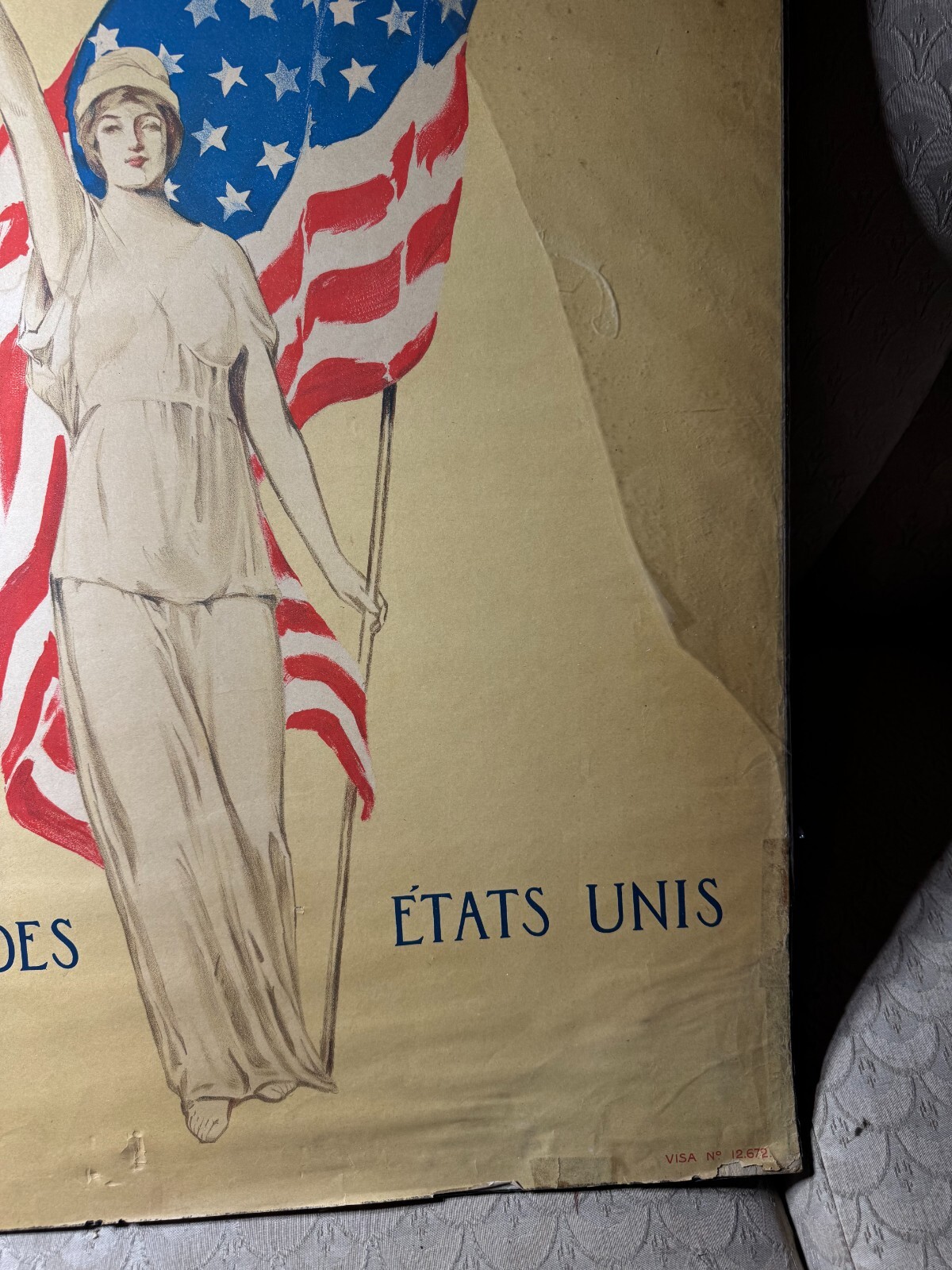 Rare Original WW1 "Croix Rouge Americaine, L'Amitie Des Etats Unis" Poster