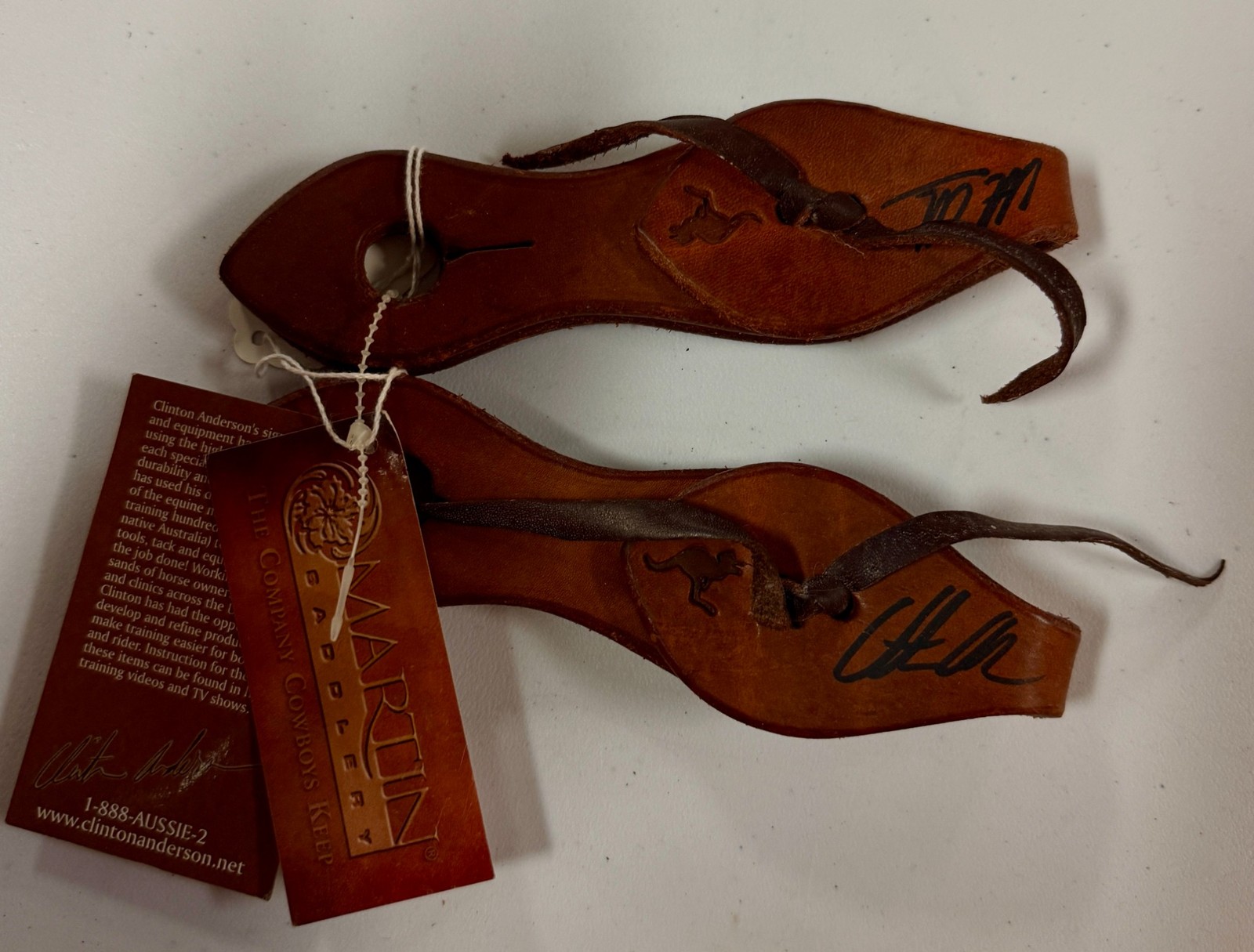Signed Clinton Anderson Martin Saddlery Leather Slobber Straps Reins Horse Tack
