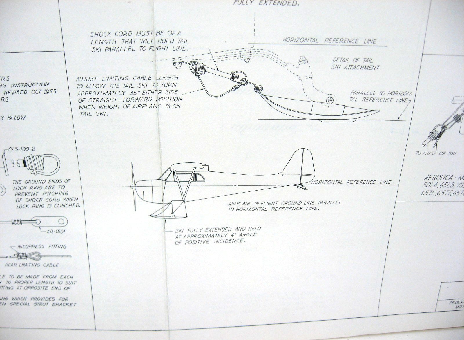 1959 Federal Aircraft Ski Installtn Instrctns 11R125-Cessna Luscombe Piper, plus