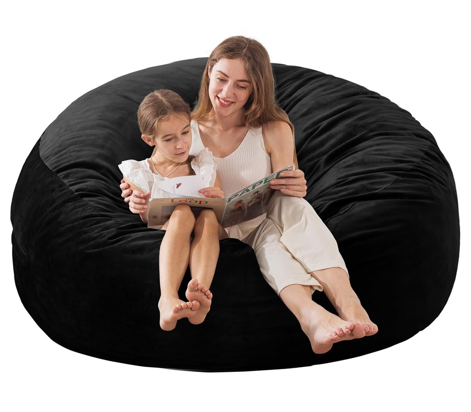 EDUJIN 3 ft Bean Bag Chair: 3' Memory Foam Bean Bag Chairs for Adults/Teens w...