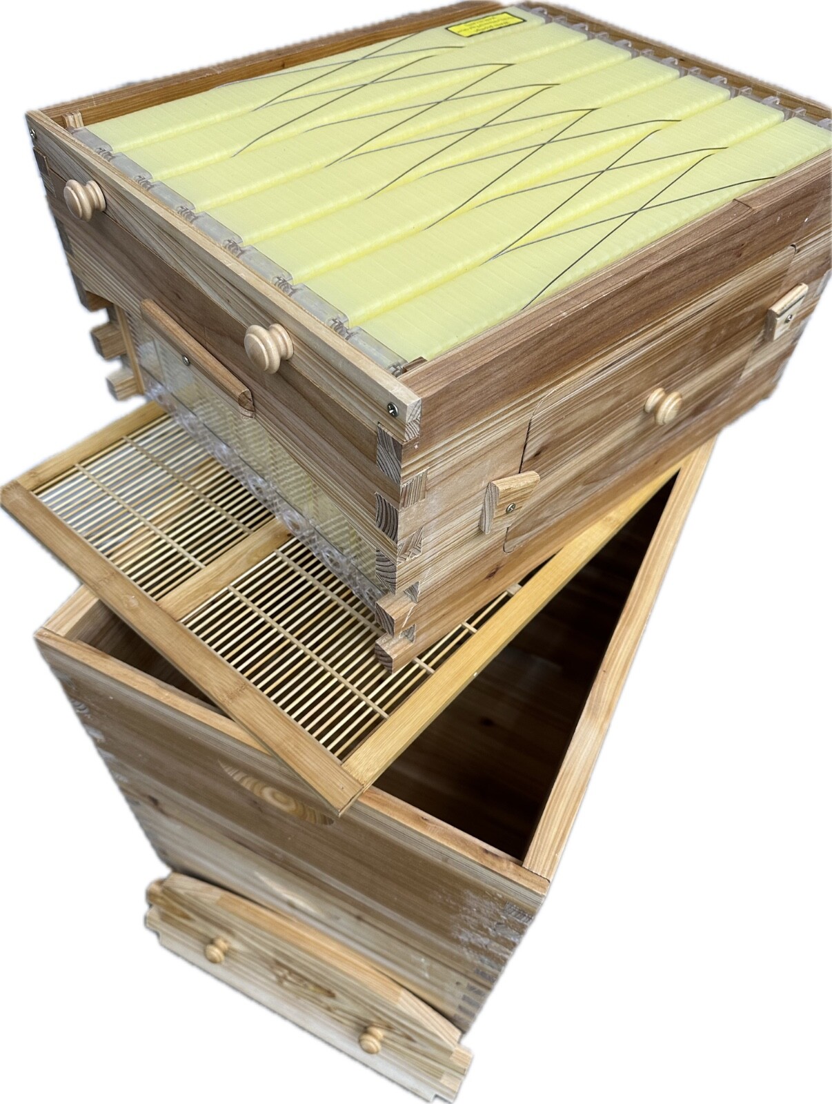 Beekeeping 3 Box Full Kit 2x Brood 1x Auto Seep Honey Super Beehive Frame WAXED