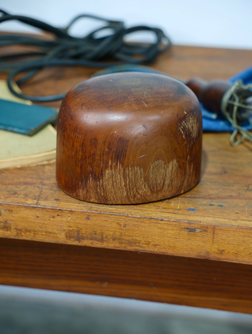 Vintage Stetson Playboy Fedora Millinery Wood Hat Block Mold Form Antique