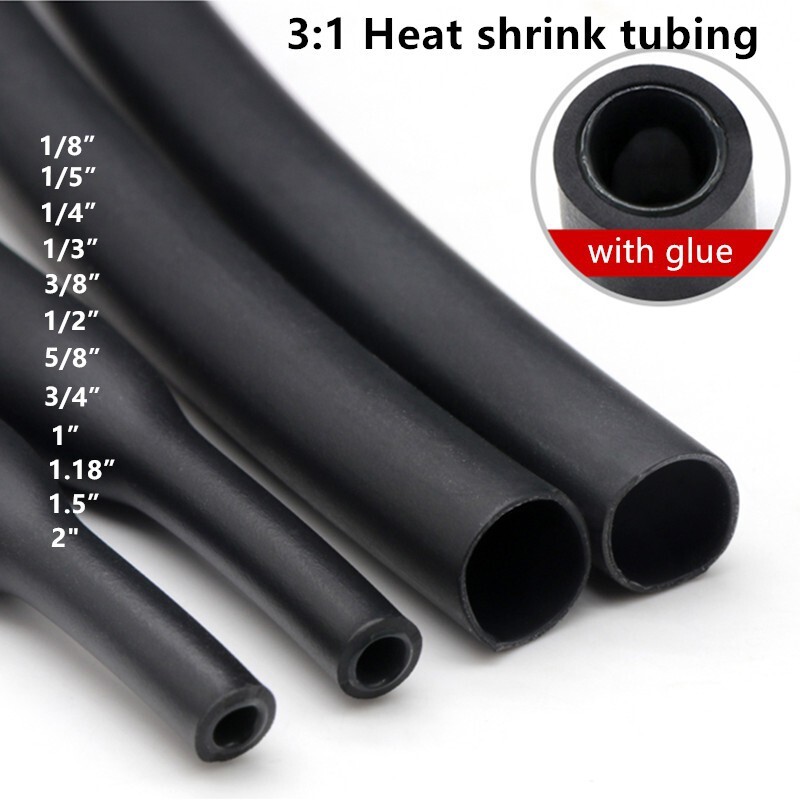 Heat Shrink Tubing Dual Wall Marine 3:1 Adhesive Glue Tube Waterproof  BLACK