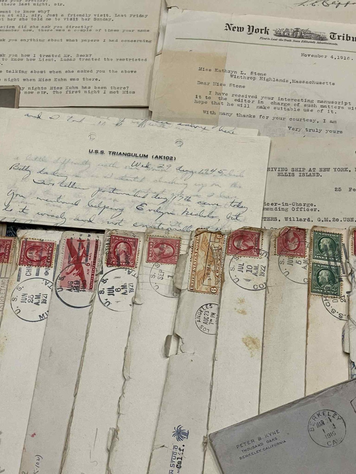 WW1 WWI / WW2 WWII US Navy USN USS Minnesota USS Triangulum Grouping Col. Stone