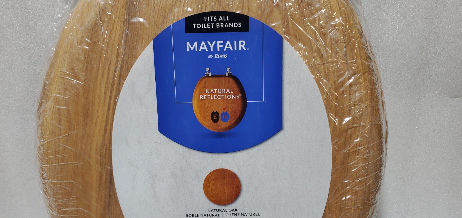 NEW Mayfair Natural Reflections Round Toilet Seat Natural Oak Wood Veneer Finish