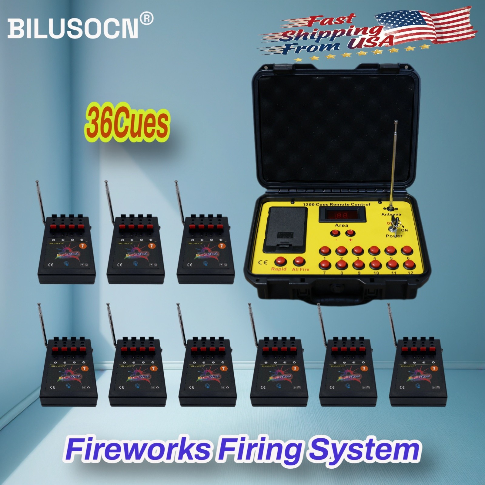 Long Range 36 Cues Wireless Fireworks Firing System Pyrotechnic Remote Device