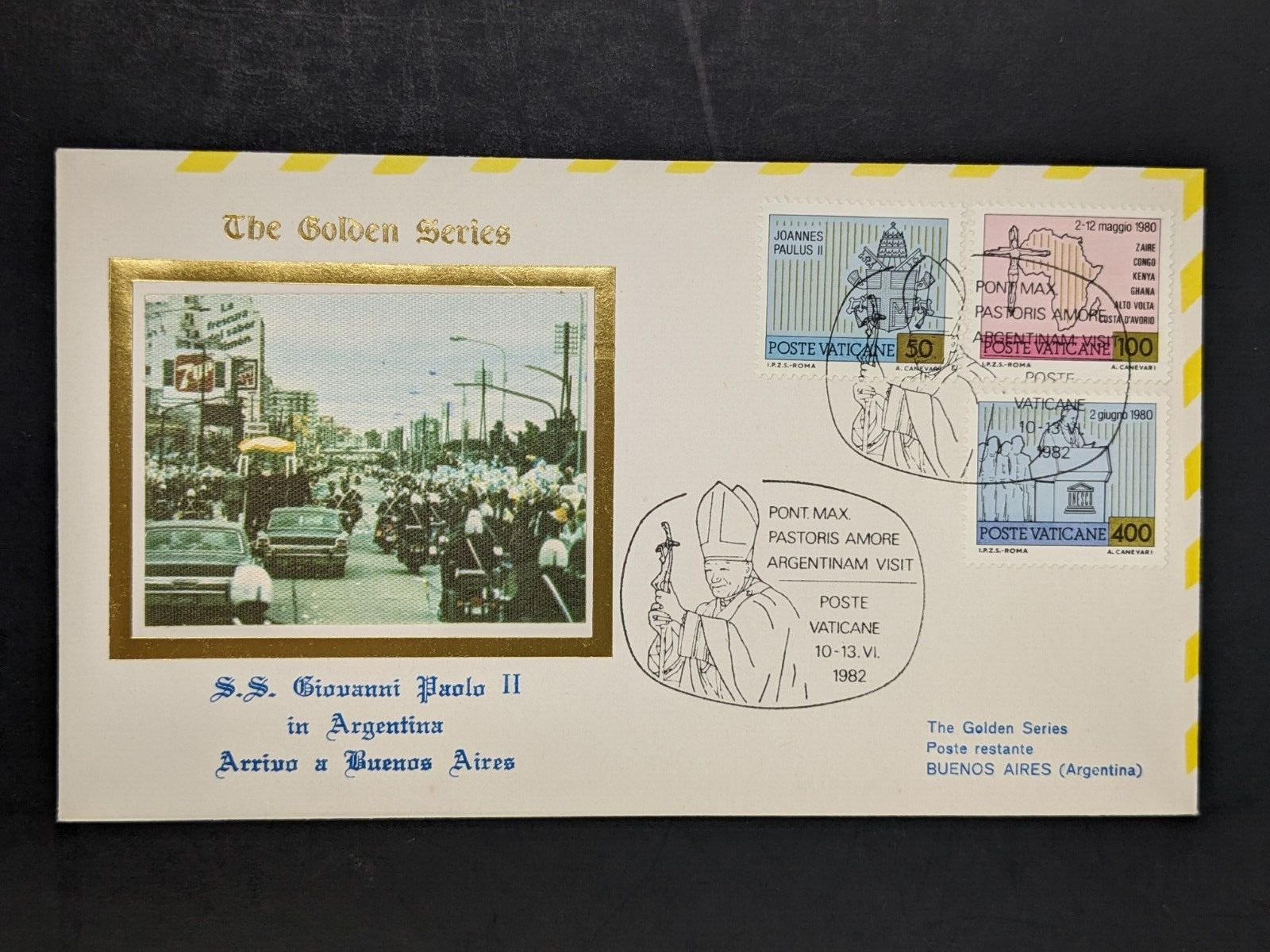 Pope John Paul II, The Golden Series Trip to Argentine, 6 Covers Plus Stamps